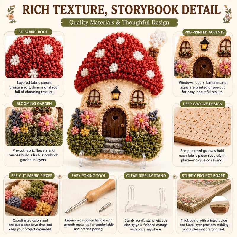 🏡 3D Seamless Textile Art Kit Fairy Village ✨