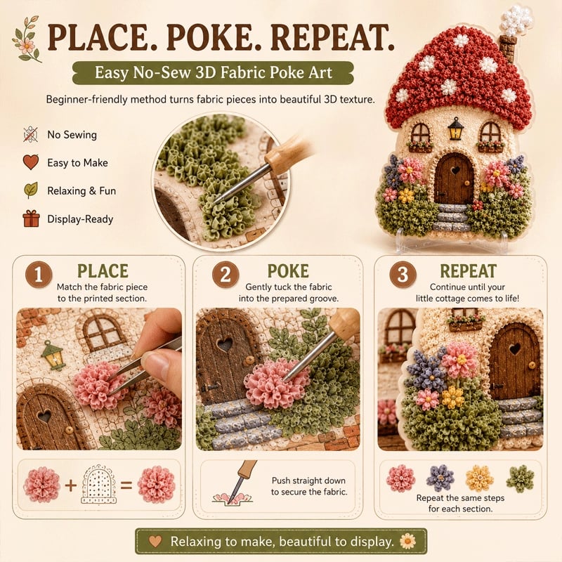 🏡 3D Seamless Textile Art Kit Fairy Village ✨