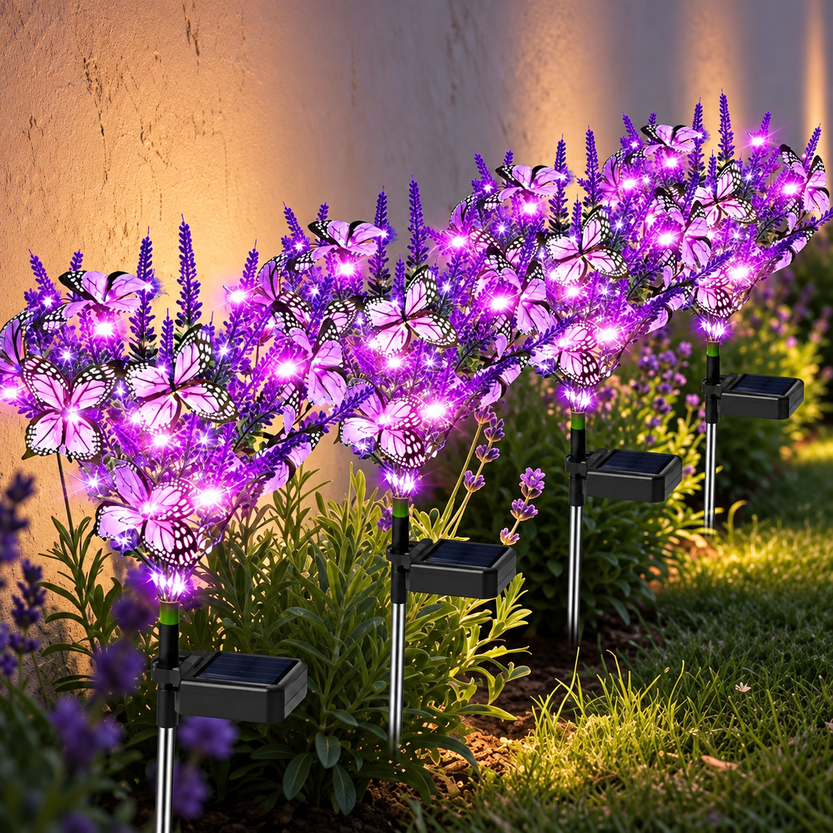 Waterproof LED Solar Flower Stake Lights Artificial Butterfly Decor Simulated Flowers Butterfly Tree Stake Lights Solar Powered