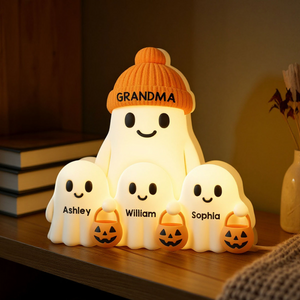 3D Effect Grandma Boo Crew Fall Halloween Decor Personalized Light Box - Gift For Grandmas