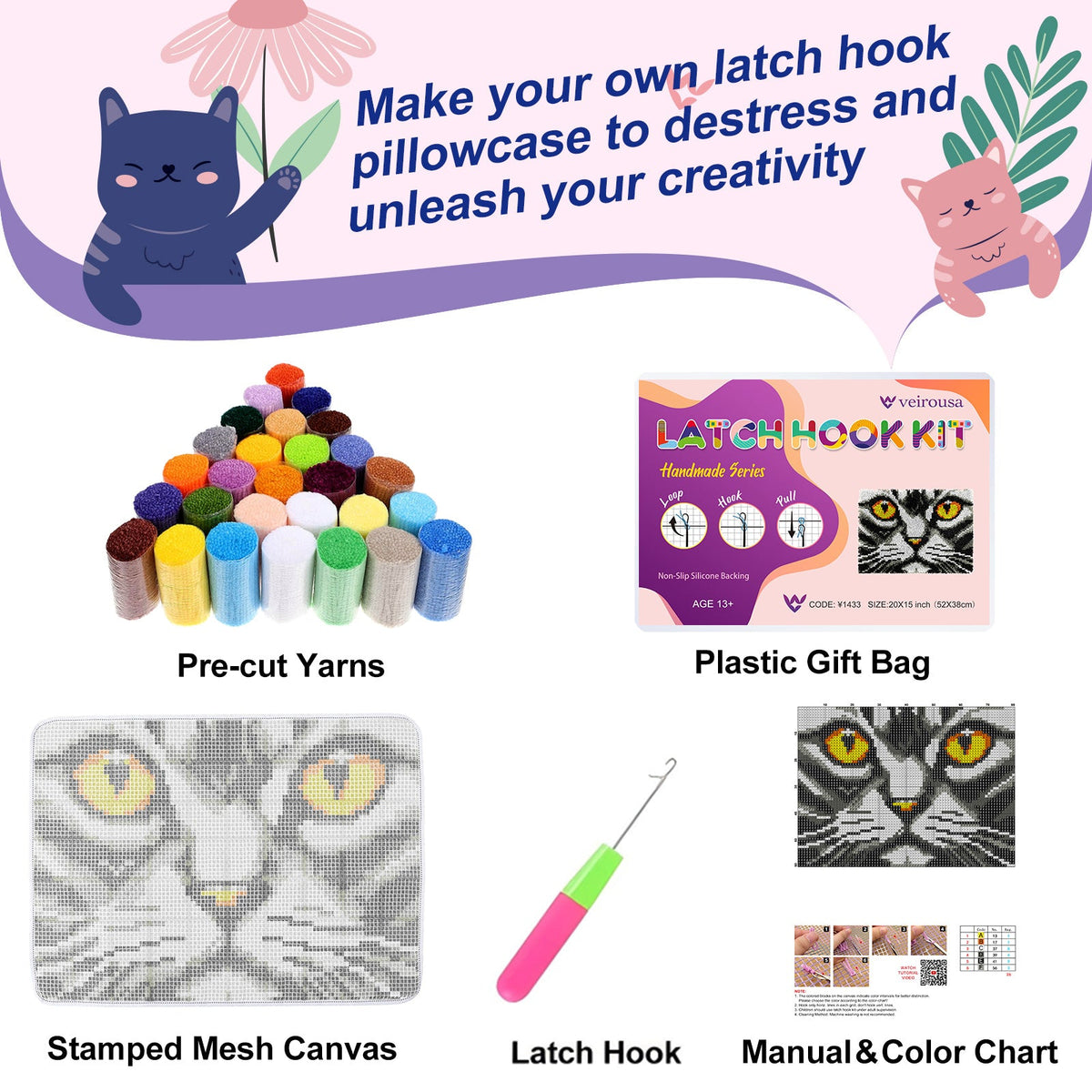 The Cat's Gaze Latch Hook Rug Kit