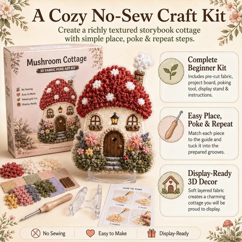 🏡 3D Seamless Textile Art Kit Fairy Village ✨