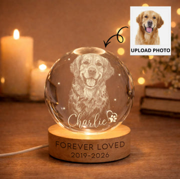 Custom Laser Engraved Pet Photo Crystal Ball Night Light