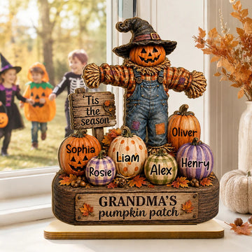 Grandparents' Pumpkin Patch Scarecrow - Personalized 2-Layered Wooden Plaque - Halloween Fall Decor for  Grandparents