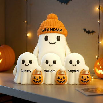 3D Effect Grandma Boo Crew Fall Halloween Decor Personalized Light Box - Gift For Grandmas