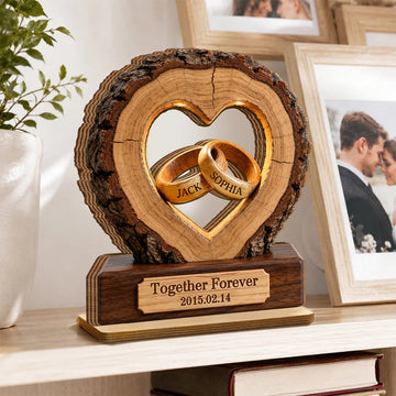 Together Forever Couple Anniversary 2D Flat Plaque - Personalized 2-Layered Wooden Plaque - Heartfelt Gift for Her, for Him