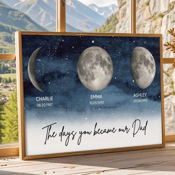 Starry Night Custom Birth Moon Phase The Days You Became Our Dad - Personalized Poster - Gift For Dad, Gift For Husband, Gift For Grandpa