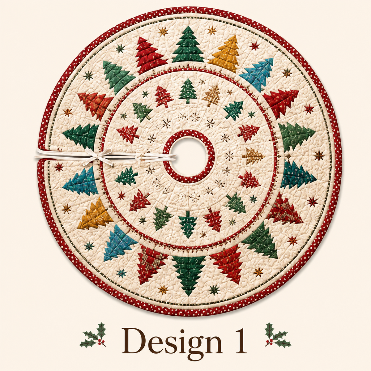 Quilted Christmas Tree Skirt, Patchwork Pine Tree Skirt, Farmhouse Holiday Decor, Rustic Christmas Tree Mat