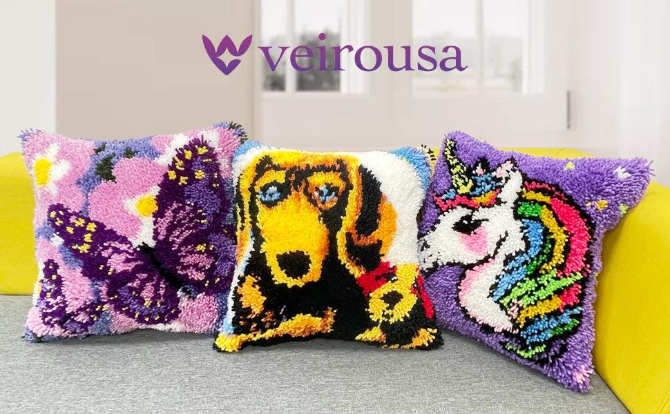 Personalized Pet Latch Hook Pillow Kit Custom Pillwocase from Photo