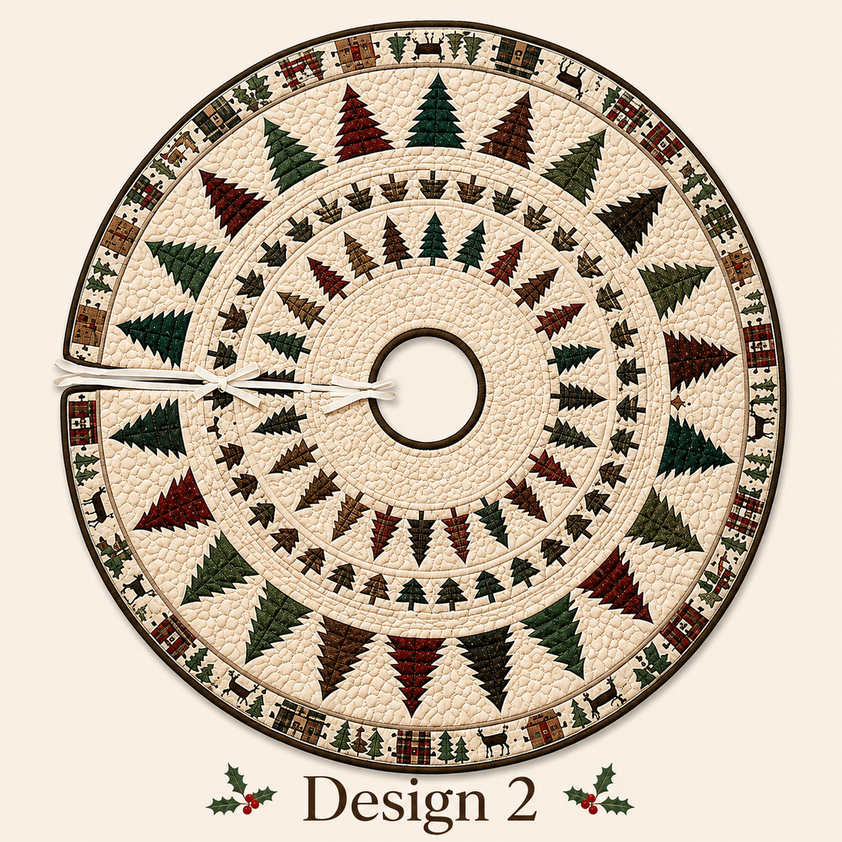 Quilted Christmas Tree Skirt, Patchwork Pine Tree Skirt, Farmhouse Holiday Decor, Rustic Christmas Tree Mat