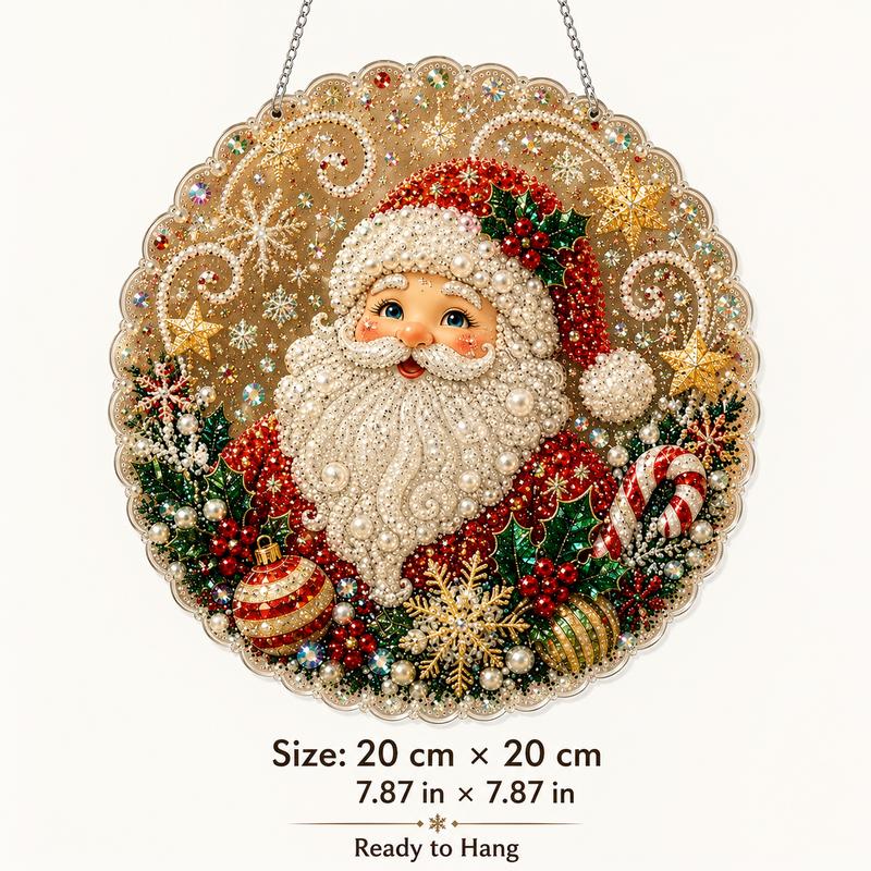 20X20CM Diamond Painting 3d Mixed-sized Pearl Beads Christmas Pearl Suncatcher Kit For Diy Craft Metal Chain Festive Wall Decor