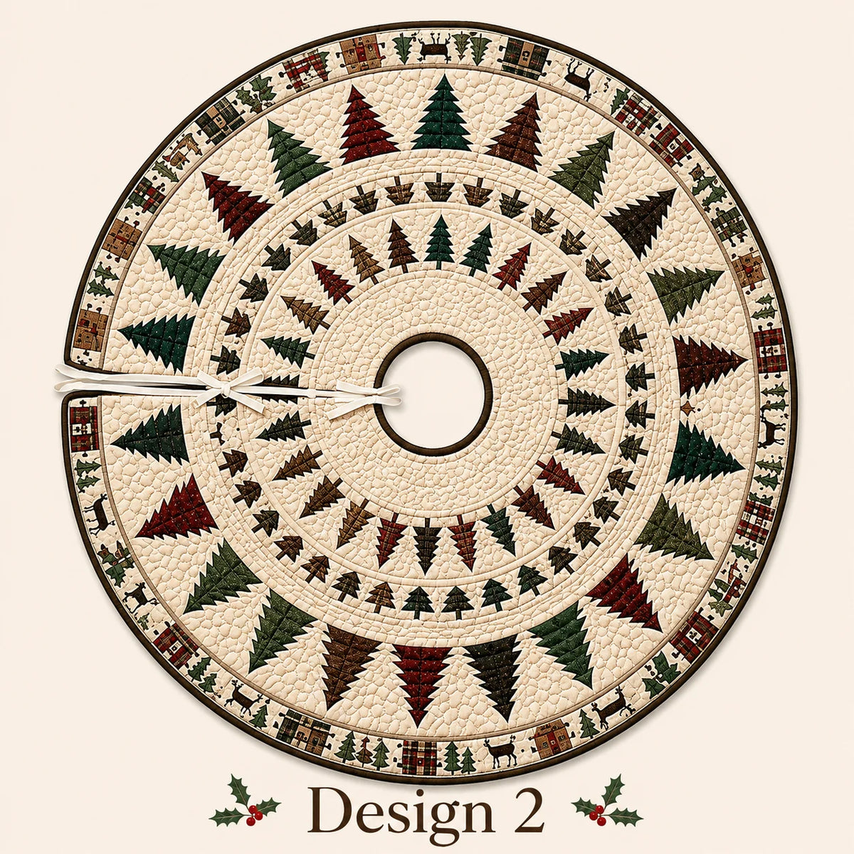 Quilted Christmas Tree Skirt, Patchwork Pine Tree Skirt, Farmhouse Holiday Decor, Rustic Christmas Tree Mat