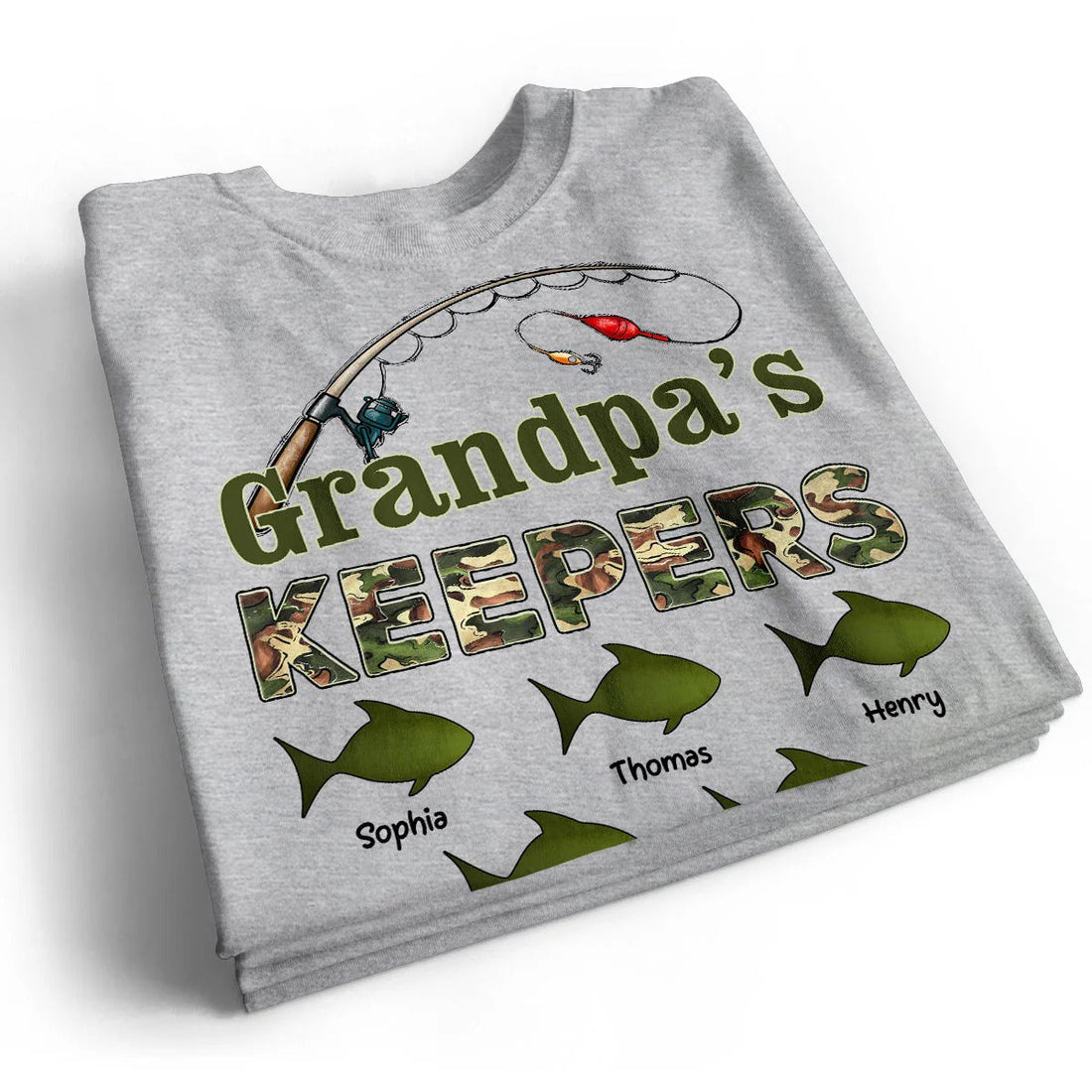 Grandpa‘s Keepers Camouflage Pattern Fishing - Personalized Shirt - Gift For Grandpa, Dad