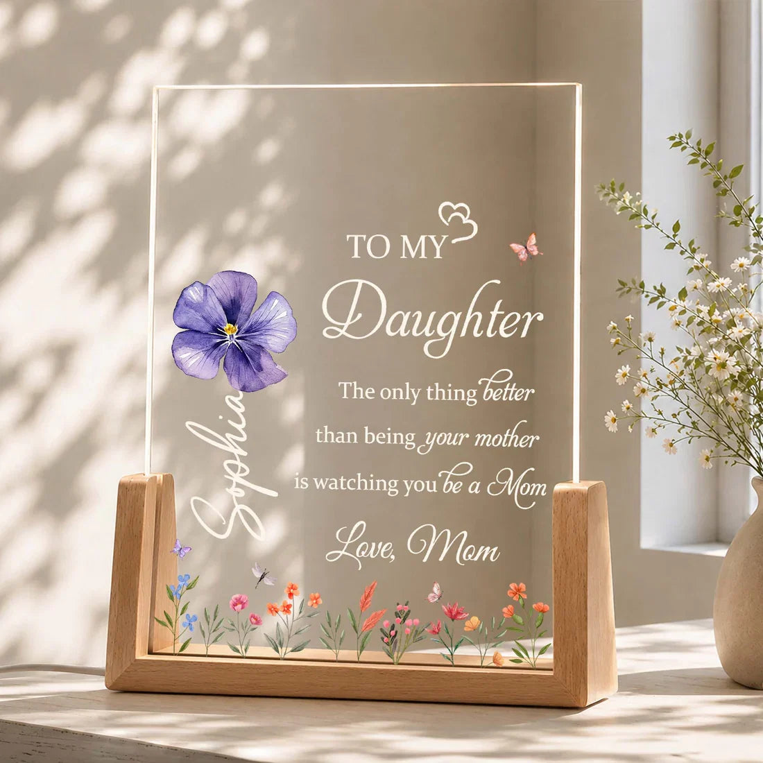 To My Daughter, Personalized Acrylic Night Light, Gift For New Moms
