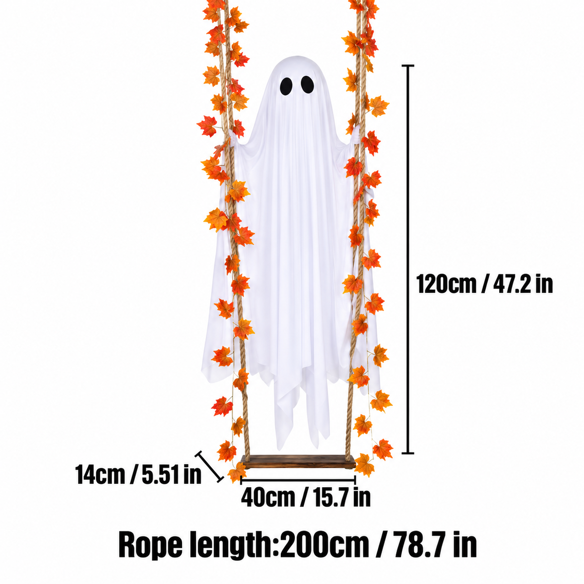 Swinging Ghost Light Up Spooky Ornaments with Remote Control Ghost Halloween Decor for Indoor Outdoor Front Porch Tree Yard