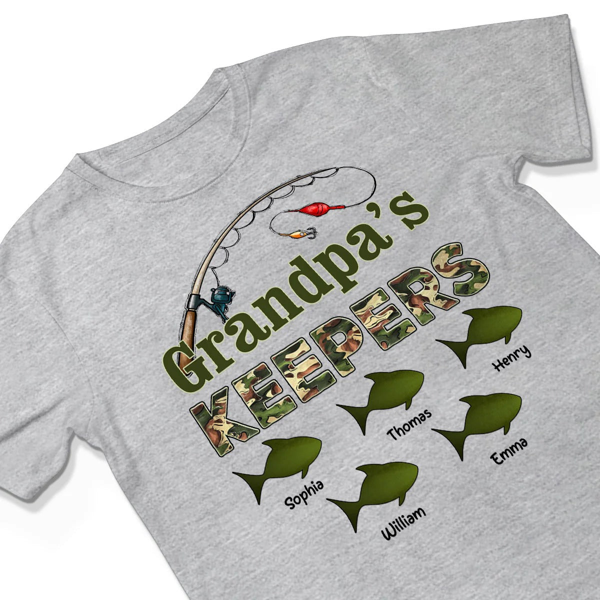 Grandpa‘s Keepers Camouflage Pattern Fishing - Personalized Shirt - Gift For Grandpa, Dad