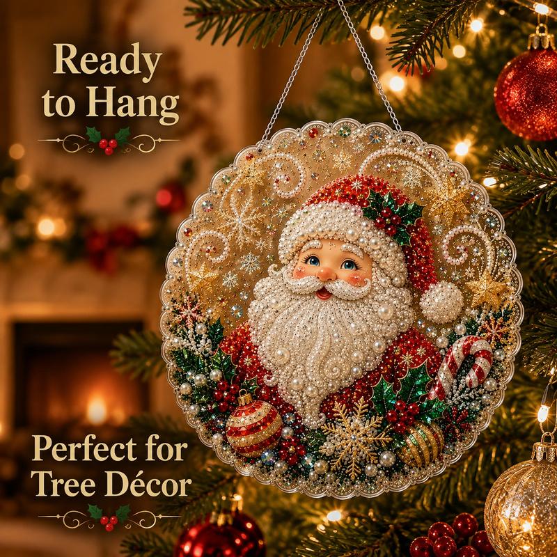 20X20CM Diamond Painting 3d Mixed-sized Pearl Beads Christmas Pearl Suncatcher Kit For Diy Craft Metal Chain Festive Wall Decor