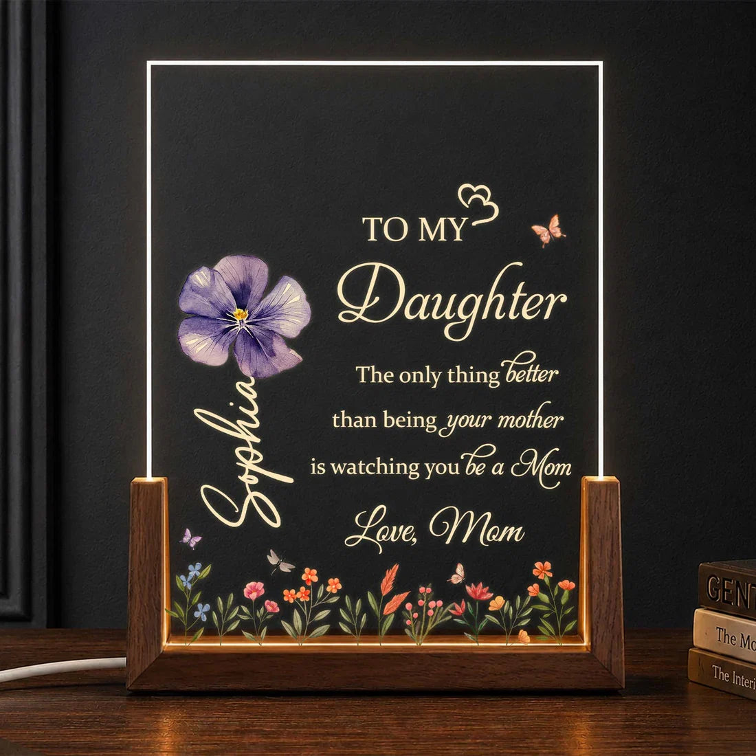To My Daughter, Personalized Acrylic Night Light, Gift For New Moms