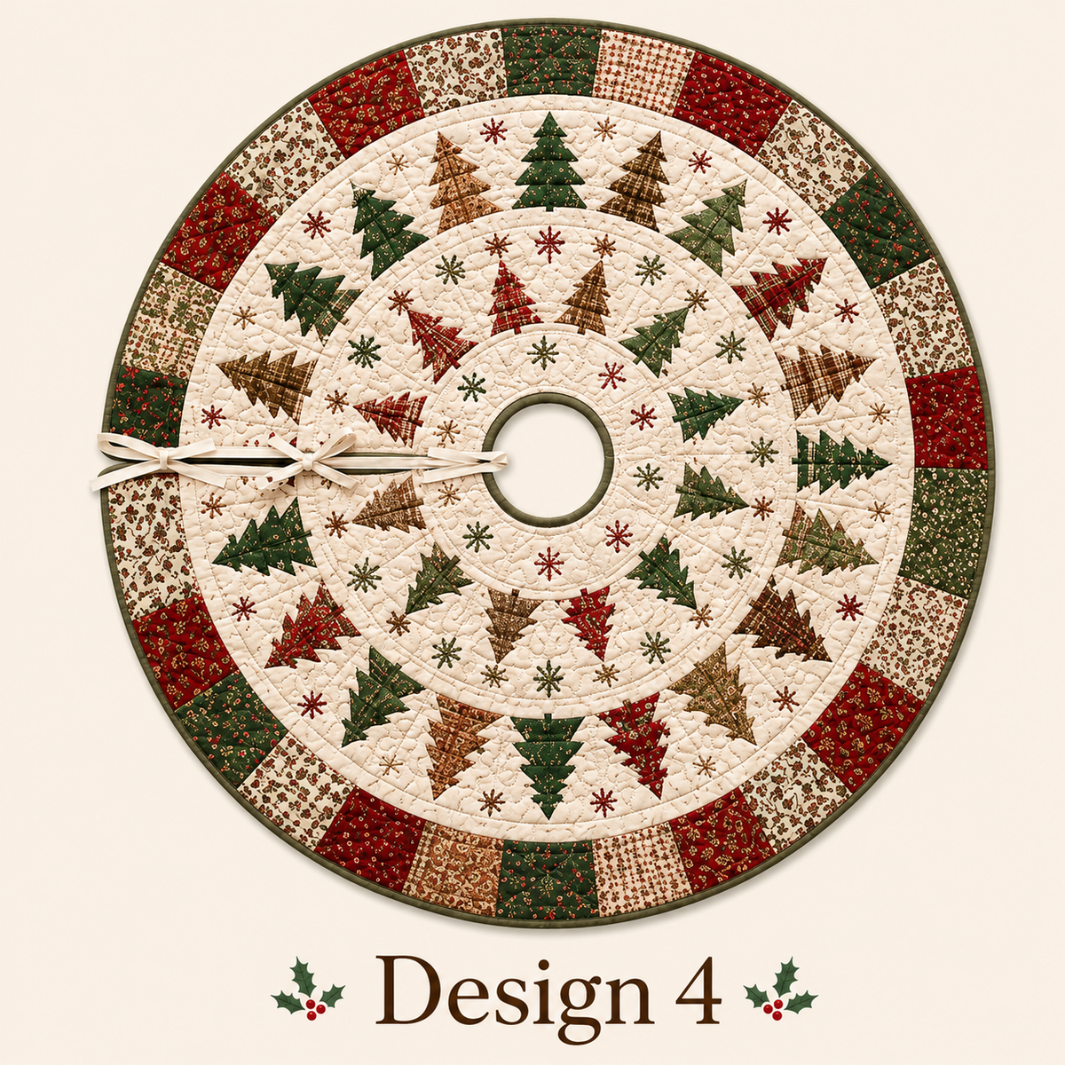 Quilted Christmas Tree Skirt, Patchwork Pine Tree Skirt, Farmhouse Holiday Decor, Rustic Christmas Tree Mat