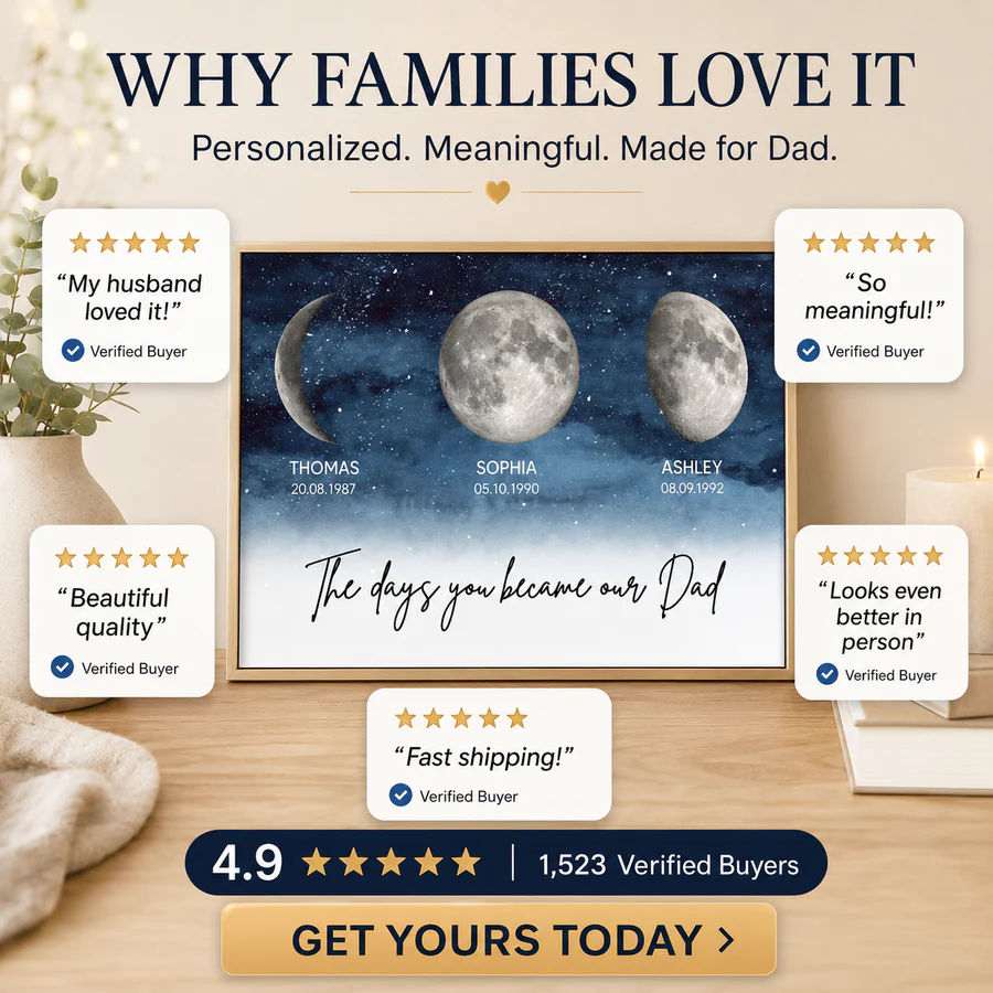 Starry Night Custom Birth Moon Phase The Days You Became Our Dad - Personalized Poster - Gift For Dad, Gift For Husband, Gift For Grandpa