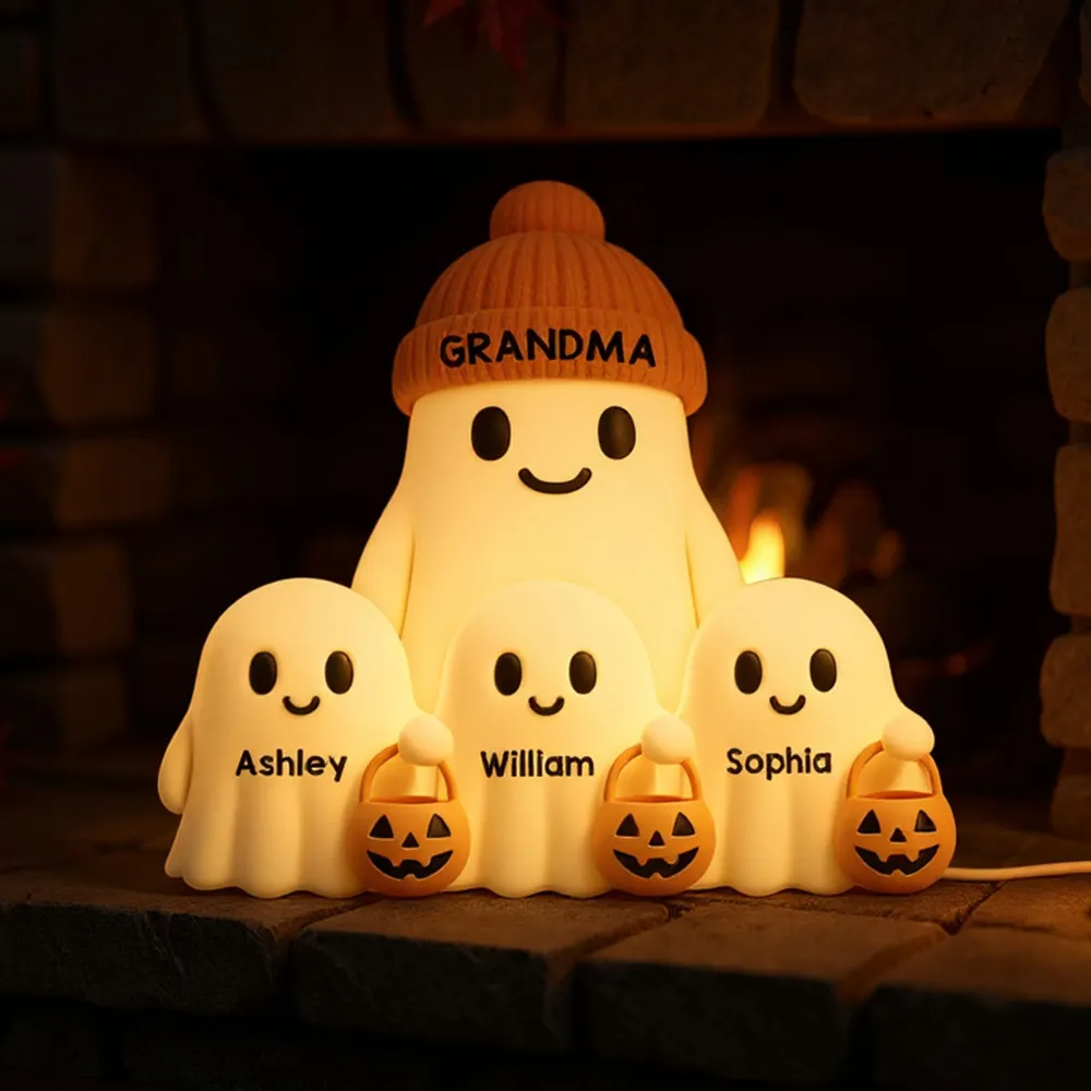 3D Effect Grandma Boo Crew Fall Halloween Decor Personalized Light Box - Gift For Grandmas