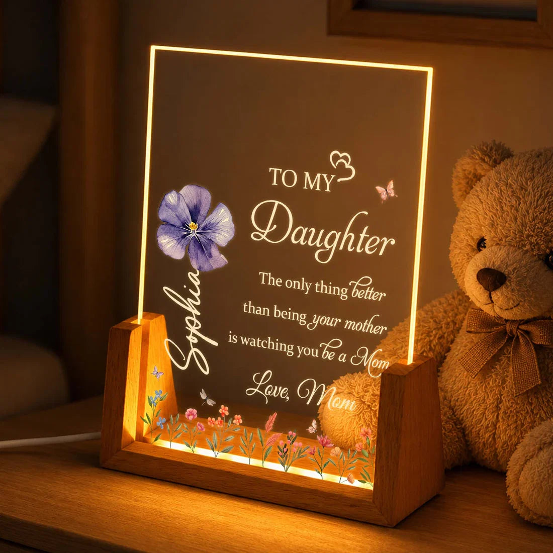 To My Daughter, Personalized Acrylic Night Light, Gift For New Moms