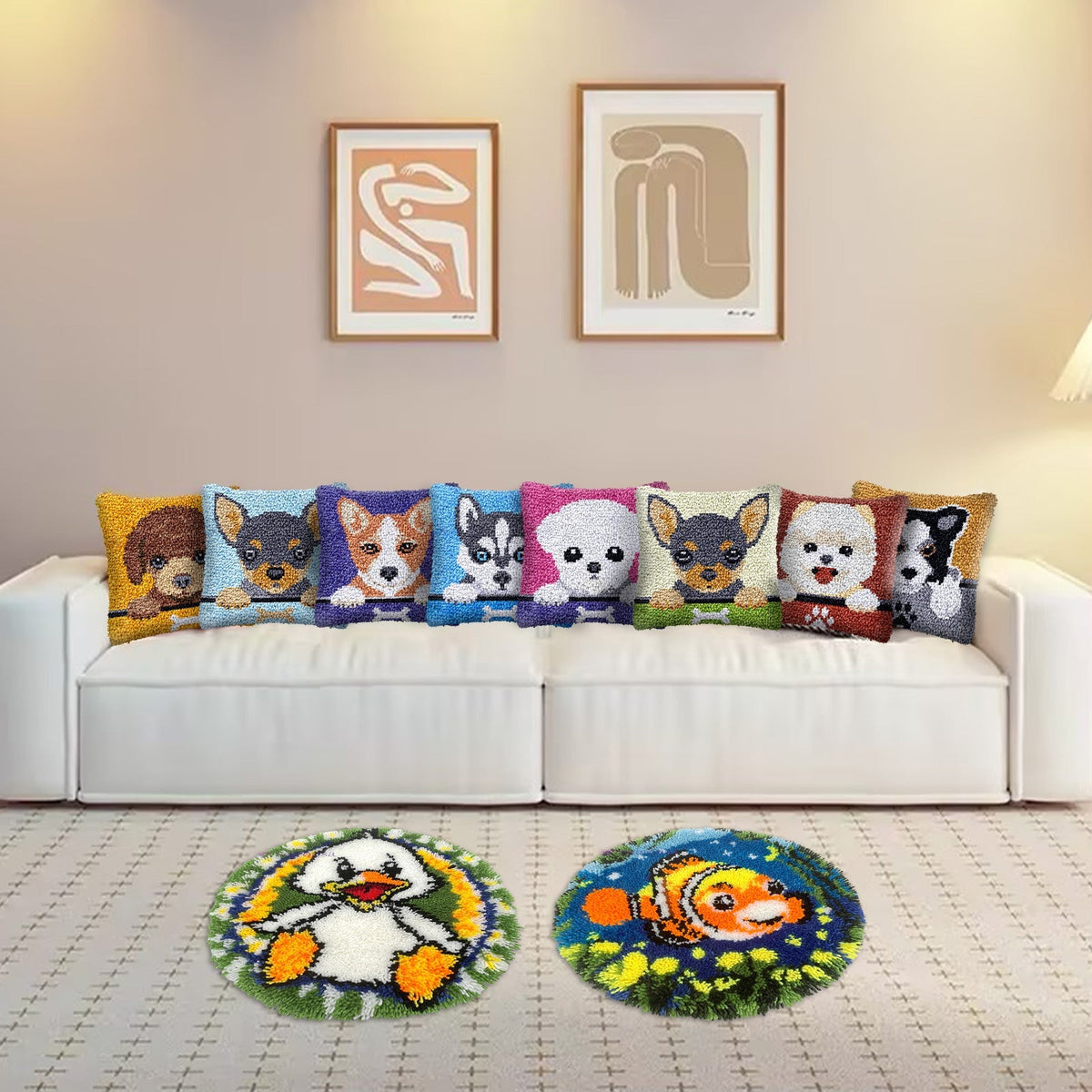 Bee & Sunflowers Latch Hook Pillow Kit