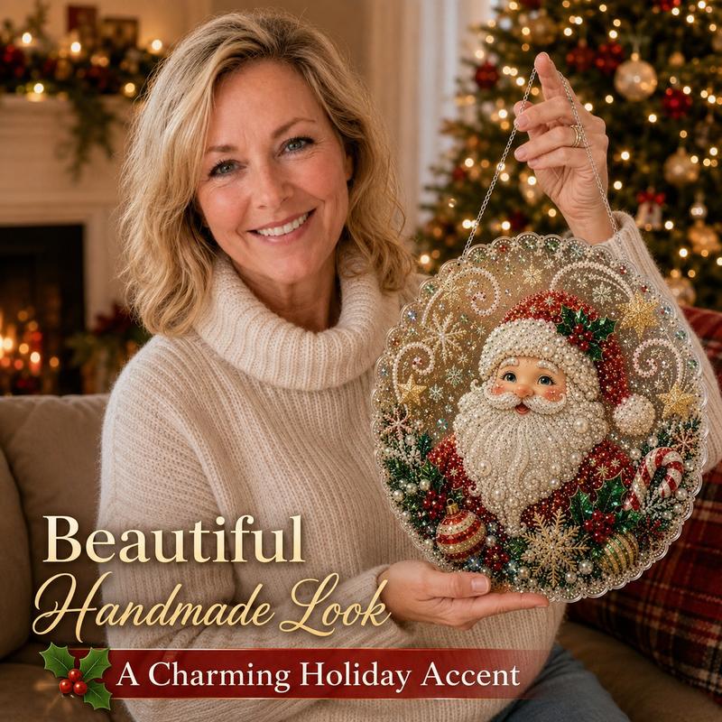 20X20CM Diamond Painting 3d Mixed-sized Pearl Beads Christmas Pearl Suncatcher Kit For Diy Craft Metal Chain Festive Wall Decor