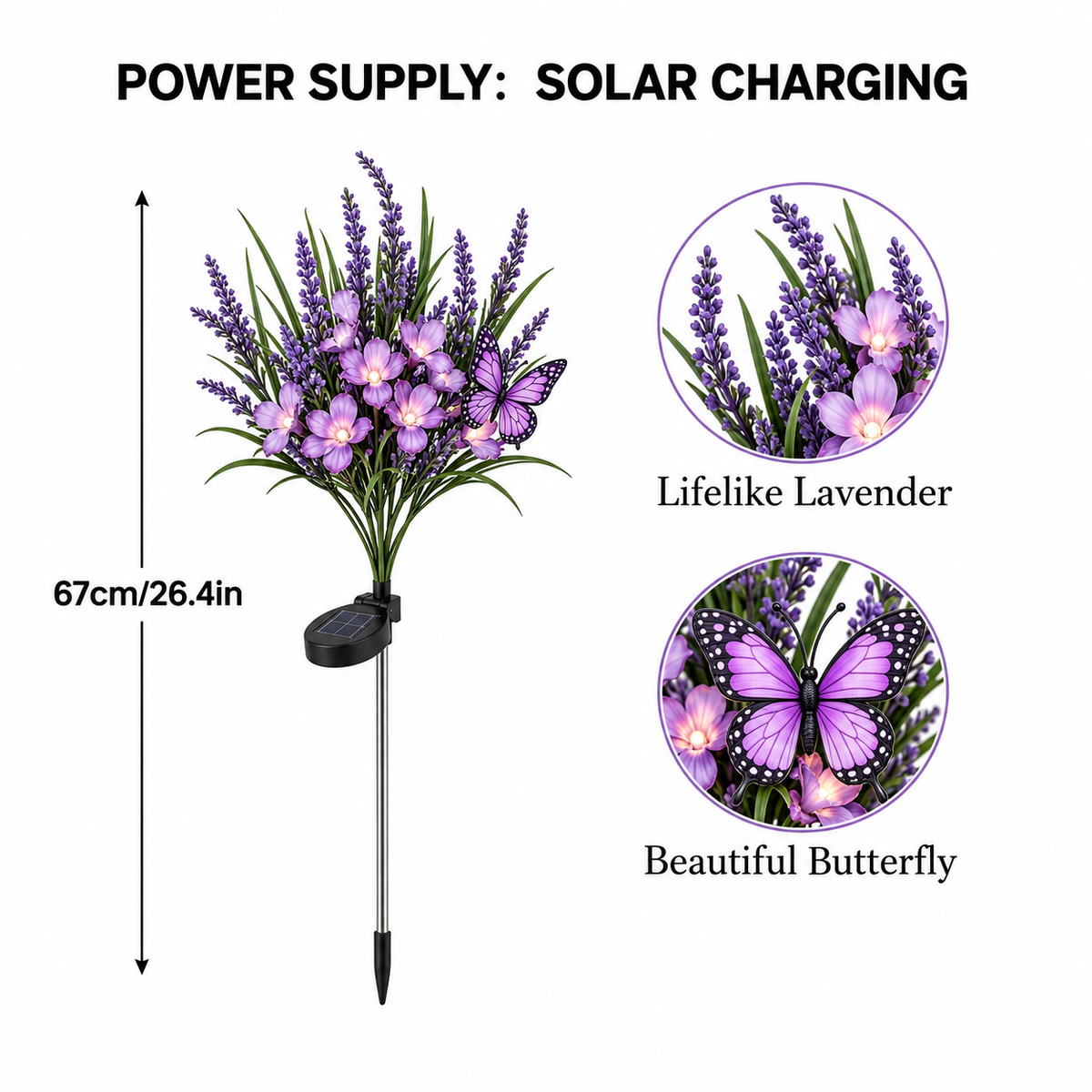 Waterproof LED Solar Flower Stake Lights Artificial Butterfly Decor Simulated Flowers Butterfly Tree Stake Lights Solar Powered
