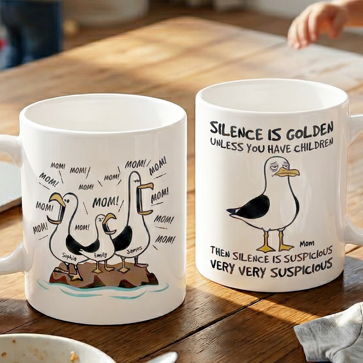 Dinhanh- Silence Is Golden Unless You Have Kids Seagull Mom Mom Mom - Personalized Mug - Funny Mother's Day Gift For Mom