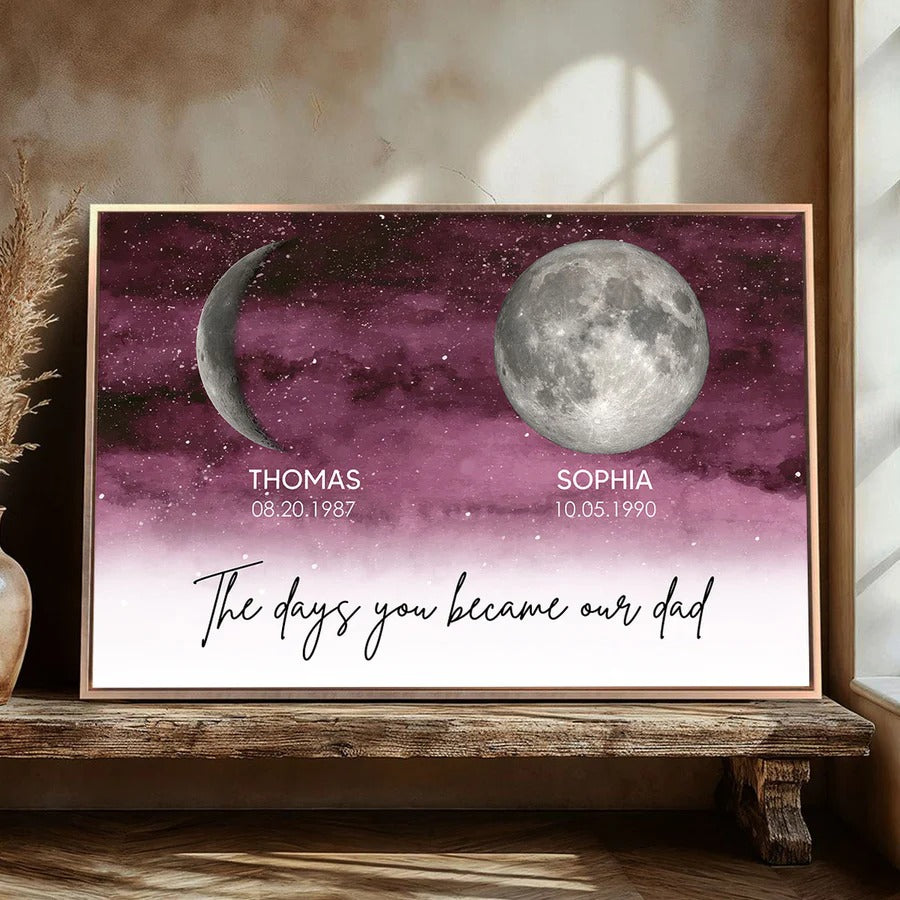 Starry Night Custom Birth Moon Phase The Days You Became Our Dad - Personalized Poster - Gift For Dad, Gift For Husband, Gift For Grandpa