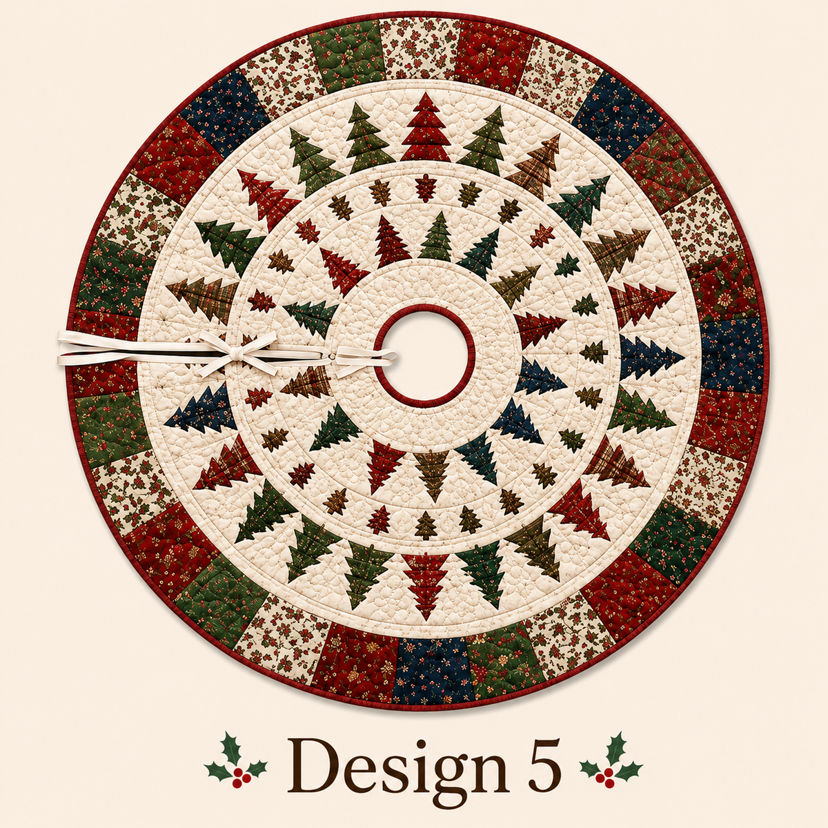 Quilted Christmas Tree Skirt, Patchwork Pine Tree Skirt, Farmhouse Holiday Decor, Rustic Christmas Tree Mat