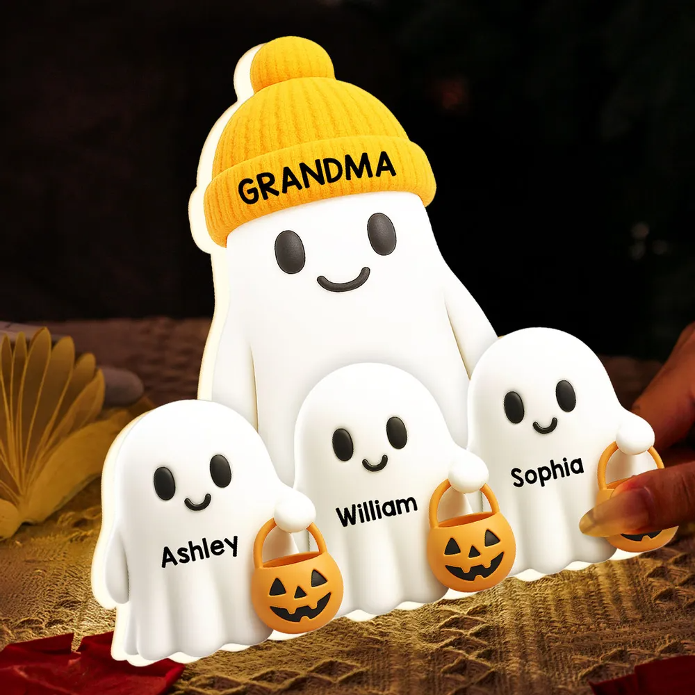 3D Effect Grandma Boo Crew Fall Halloween Decor Personalized Light Box - Gift For Grandmas