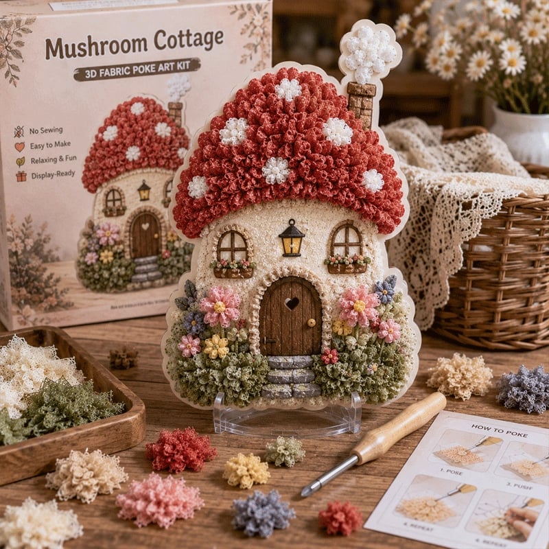 🏡 3D Seamless Textile Art Kit Fairy Village ✨