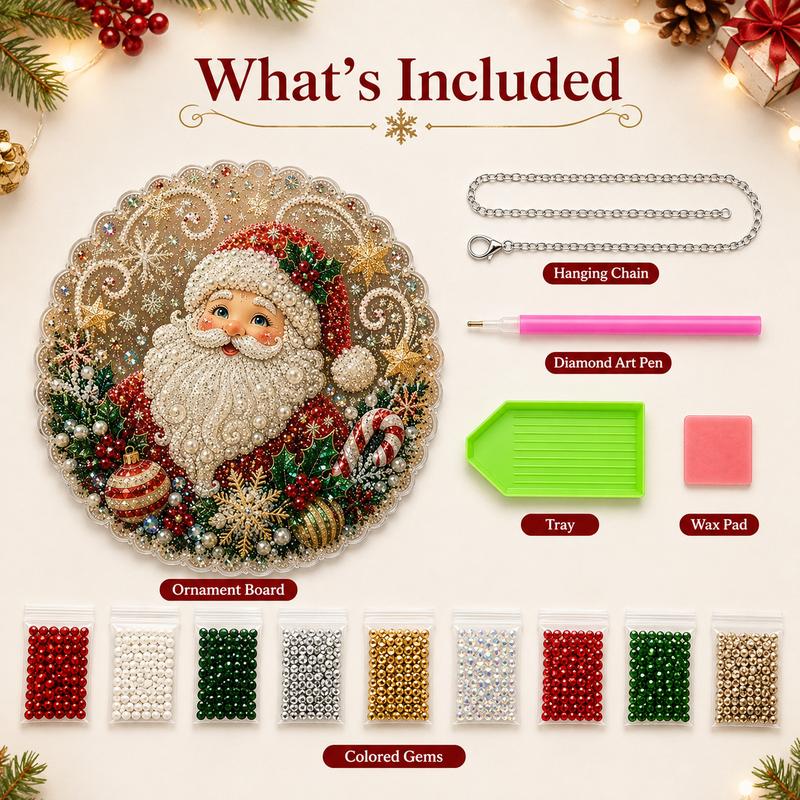 20X20CM Diamond Painting 3d Mixed-sized Pearl Beads Christmas Pearl Suncatcher Kit For Diy Craft Metal Chain Festive Wall Decor