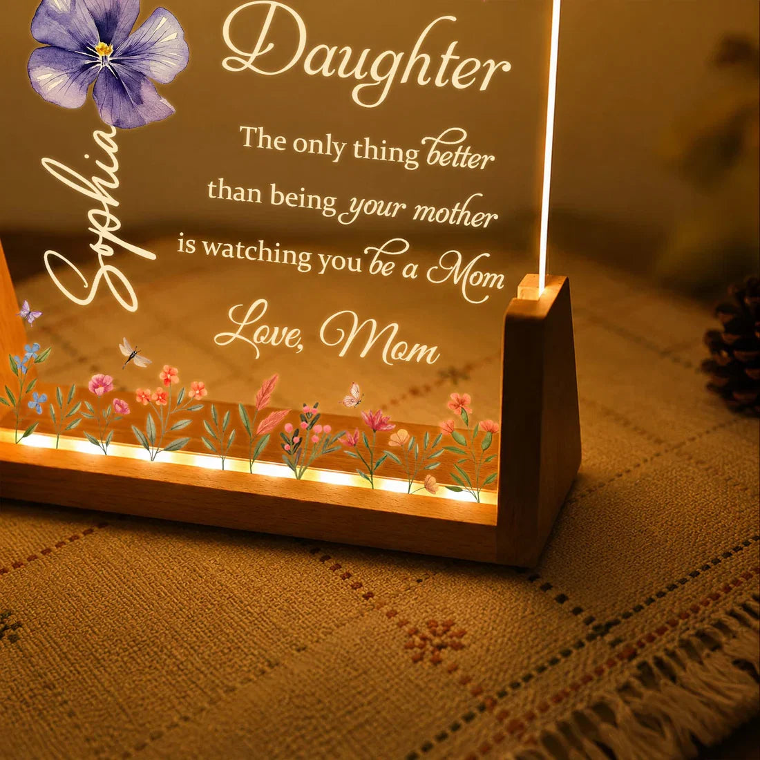 To My Daughter, Personalized Acrylic Night Light, Gift For New Moms