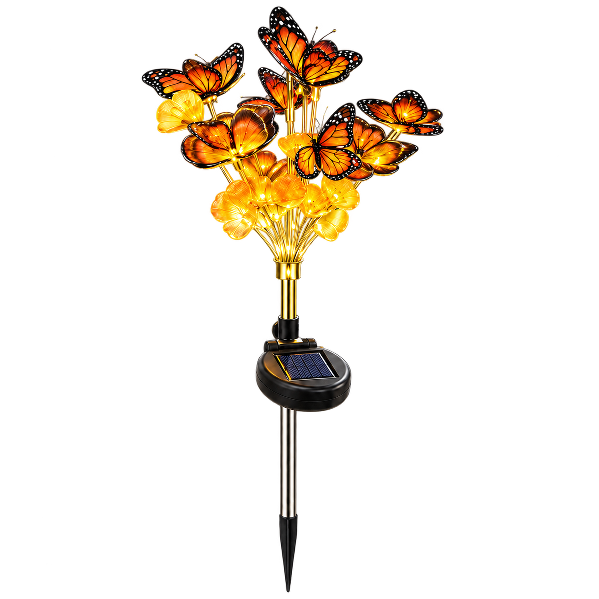 Waterproof LED Solar Flower Stake Lights Artificial Butterfly Decor Simulated Flowers Butterfly Tree Stake Lights Solar Powered