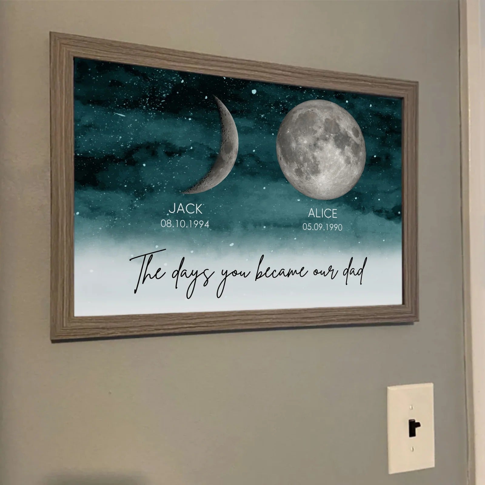 Starry Night Custom Birth Moon Phase The Days You Became Our Dad - Personalized Poster - Gift For Dad, Gift For Husband, Gift For Grandpa