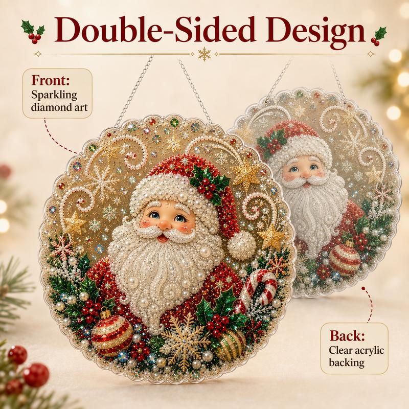 20X20CM Diamond Painting 3d Mixed-sized Pearl Beads Christmas Pearl Suncatcher Kit For Diy Craft Metal Chain Festive Wall Decor