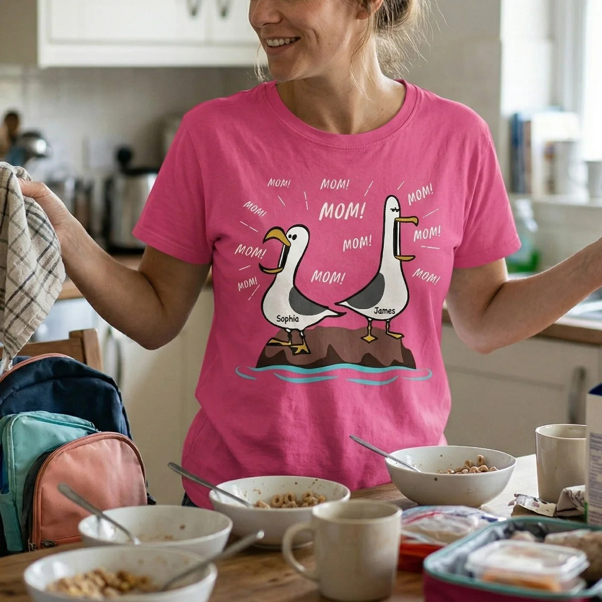Seagull Mom Mom Mom Custom Name - Personalized Shirt - Funny Mother's Day Gift For Mom
