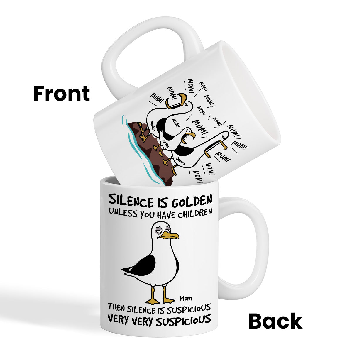 Dinhanh- Silence Is Golden Unless You Have Kids Seagull Mom Mom Mom - Personalized Mug - Funny Mother's Day Gift For Mom