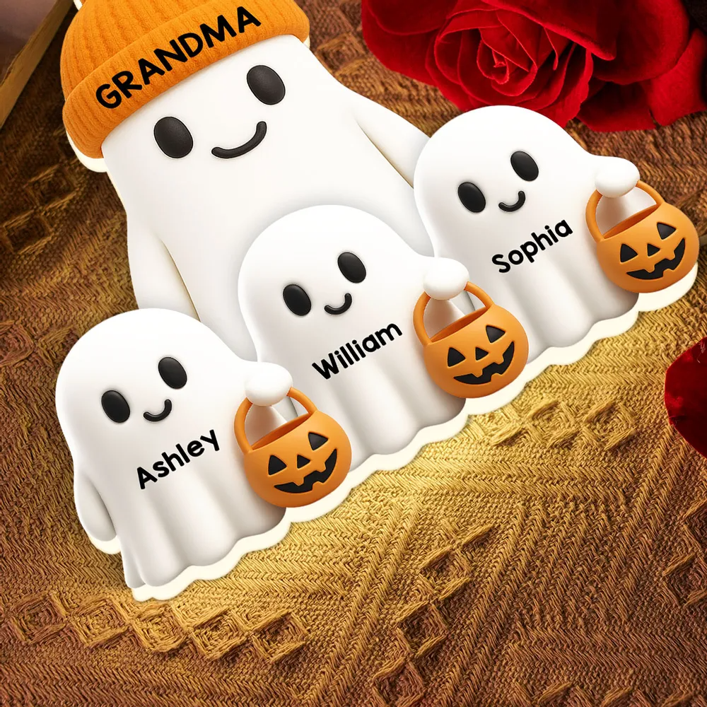 3D Effect Grandma Boo Crew Fall Halloween Decor Personalized Light Box - Gift For Grandmas