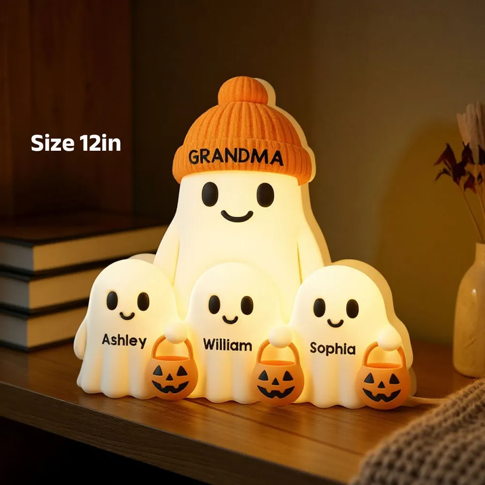 3D Effect Grandma Boo Crew Fall Halloween Decor Personalized Light Box - Gift For Grandmas