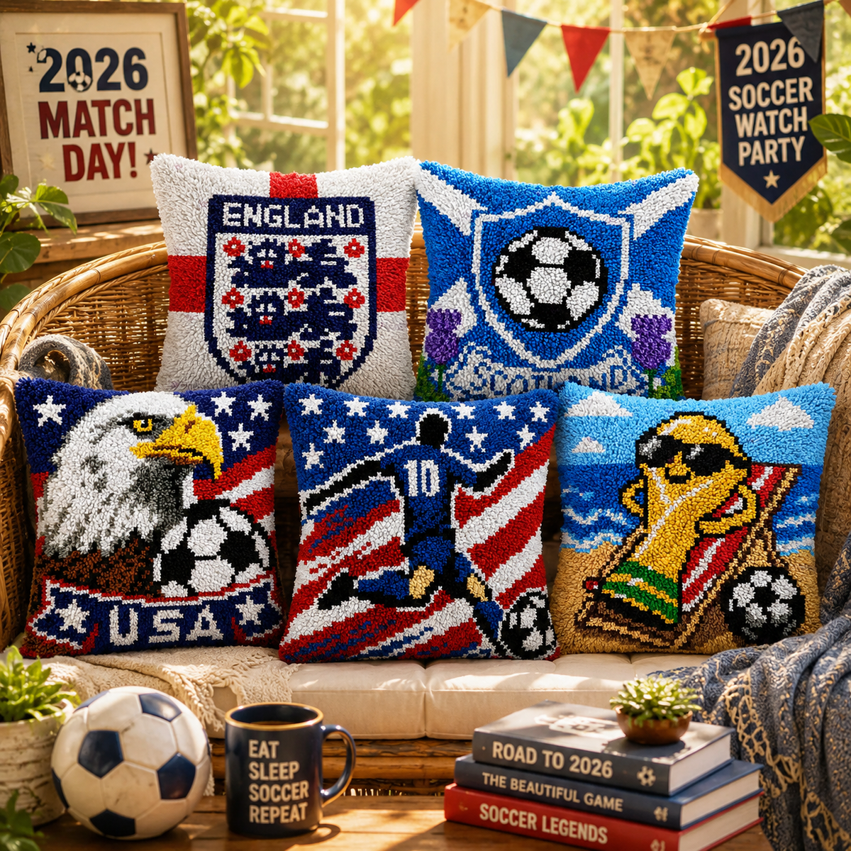 Soccer Ball Latch Hook Pillow Kit