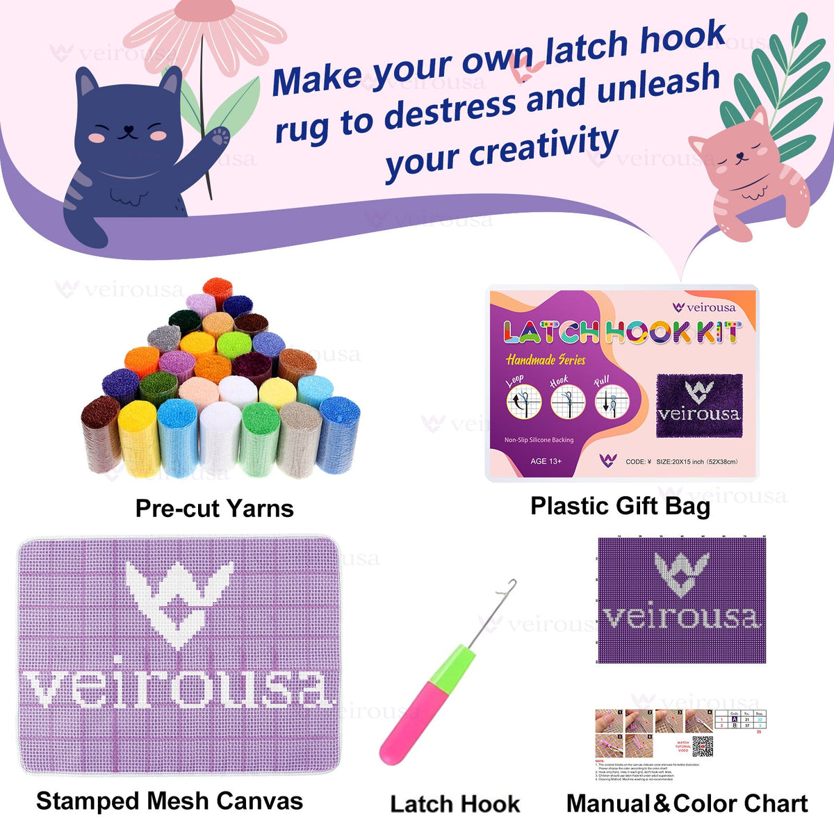 Colorful Unicorn Latch Hook Rug Kit