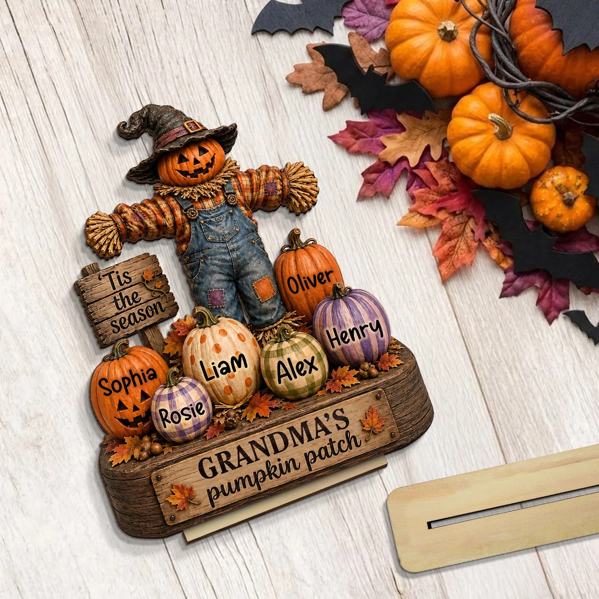 Grandparents' Pumpkin Patch Scarecrow - Personalized 2-Layered Wooden Plaque - Halloween Fall Decor for  Grandparents