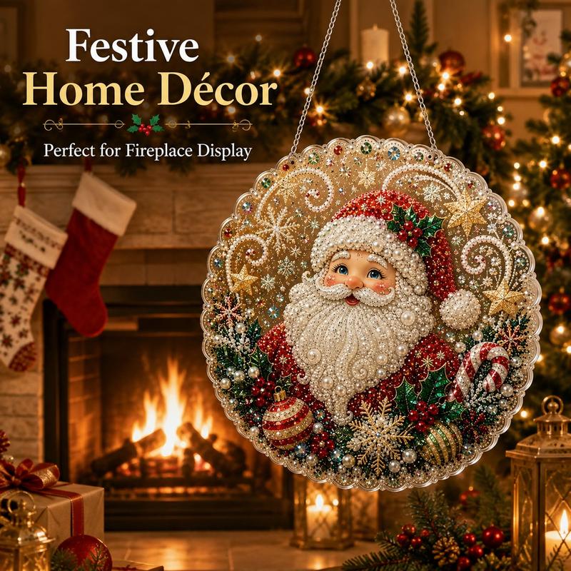 20X20CM Diamond Painting 3d Mixed-sized Pearl Beads Christmas Pearl Suncatcher Kit For Diy Craft Metal Chain Festive Wall Decor