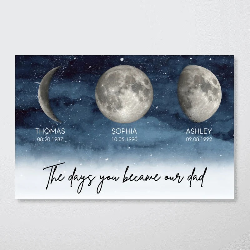 Starry Night Custom Birth Moon Phase The Days You Became Our Dad - Personalized Poster - Gift For Dad, Gift For Husband, Gift For Grandpa