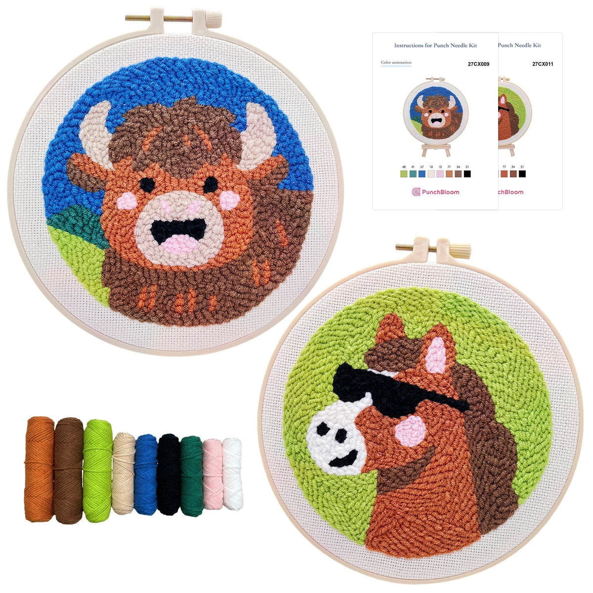 Highland Cow & Horse Punch Needle Kit for Beginners
