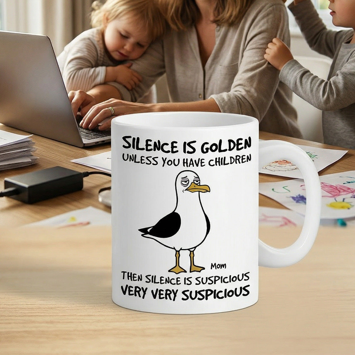 XuanHoang-Silence Is Golden Unless You Have Kids Seagull Mom Mom Mom - Personalized Mug - Funny Mother's Day Gift For Mom